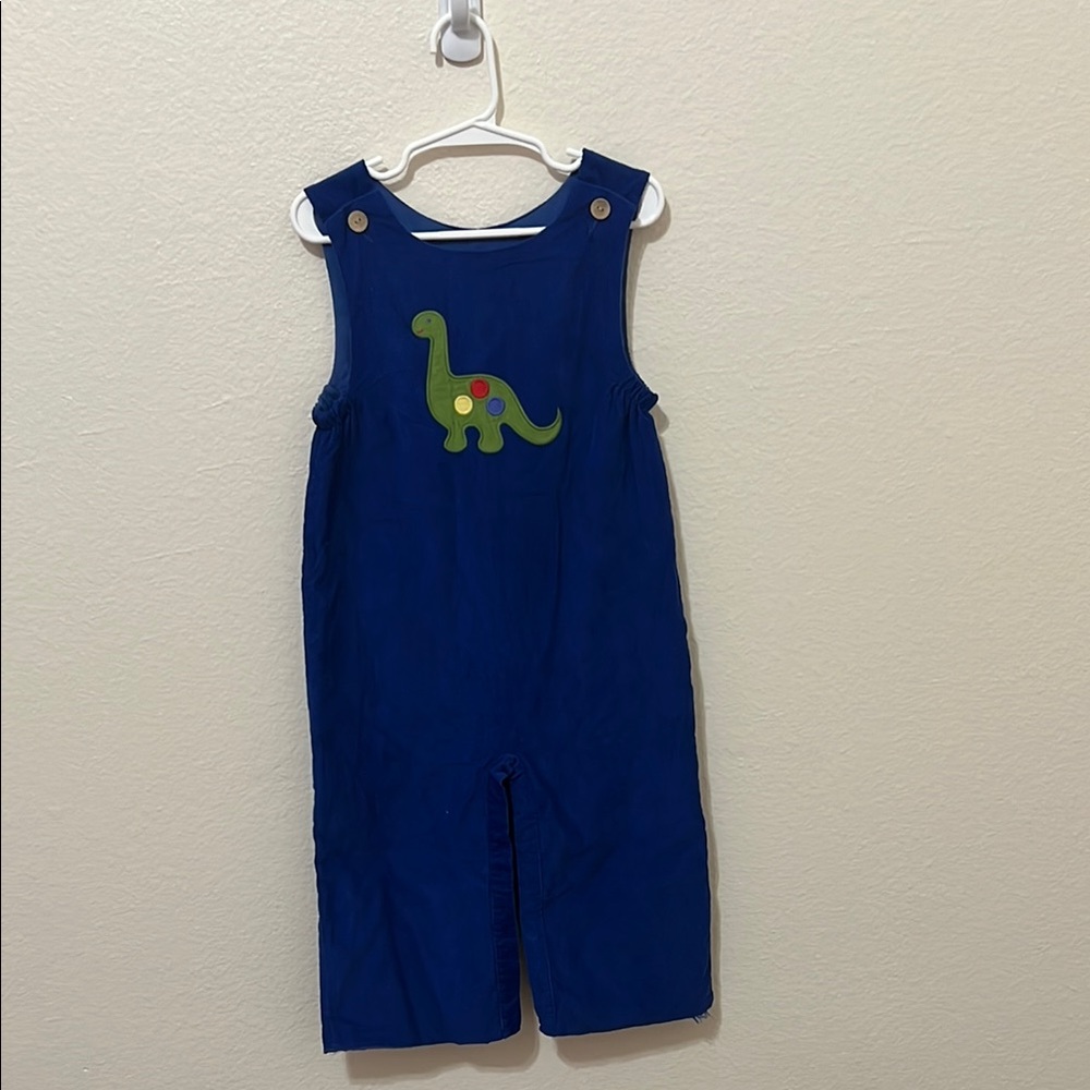 Little English Blue and Green Dinosaur Jumpsuit